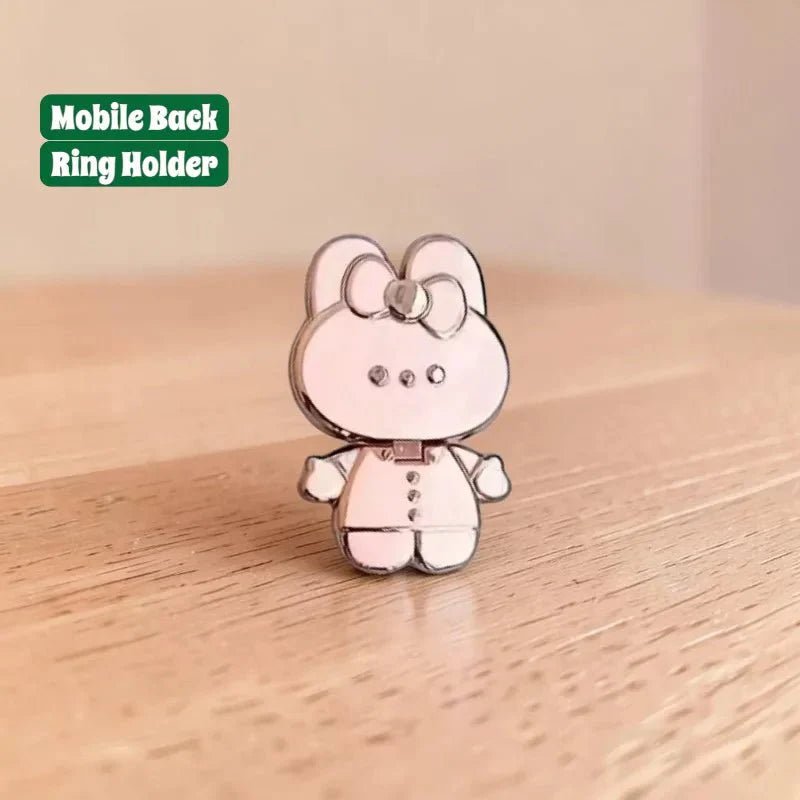 Rabbit Phone Back Holder with Makeup Mirror - Dohans Essentials - Pink - qatar