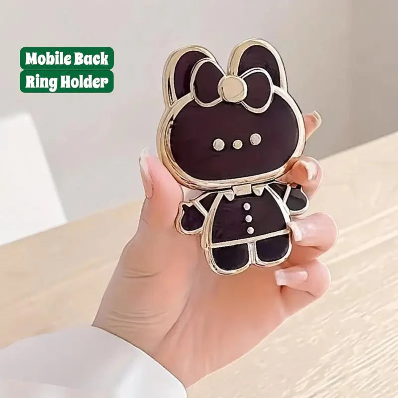 Rabbit Phone Back Holder with Makeup Mirror - Dohans Essentials - Pink - qatar