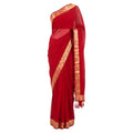 Festive Wear Solid Red Saree With Border