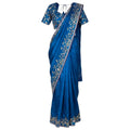 Royal Blue Floral Threadwork Fendi Saree Set
