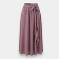 Pink Flounce Tie Waist Maxi A-Line Skirt – Elegant Women’s Long Skirt