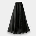 Black Ruffle Tie Waist Maxi A-Line Skirt – Elegant Solid Long Skirt for Women