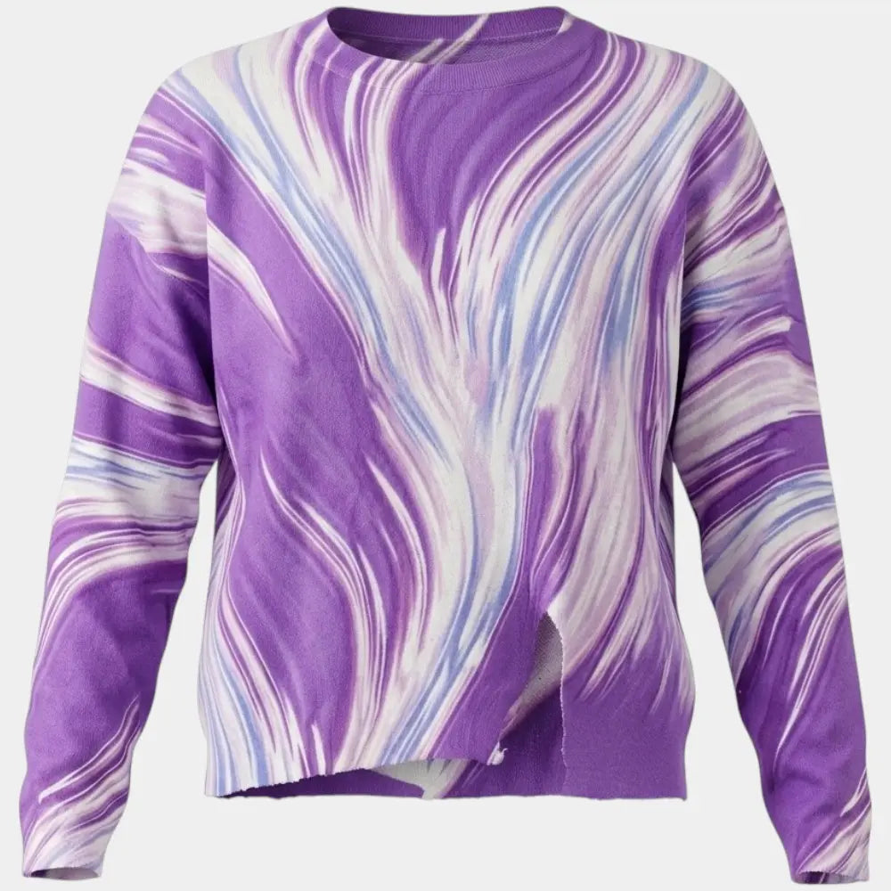 Marble Print Cut-Out Pullover T-Shirt | S–L