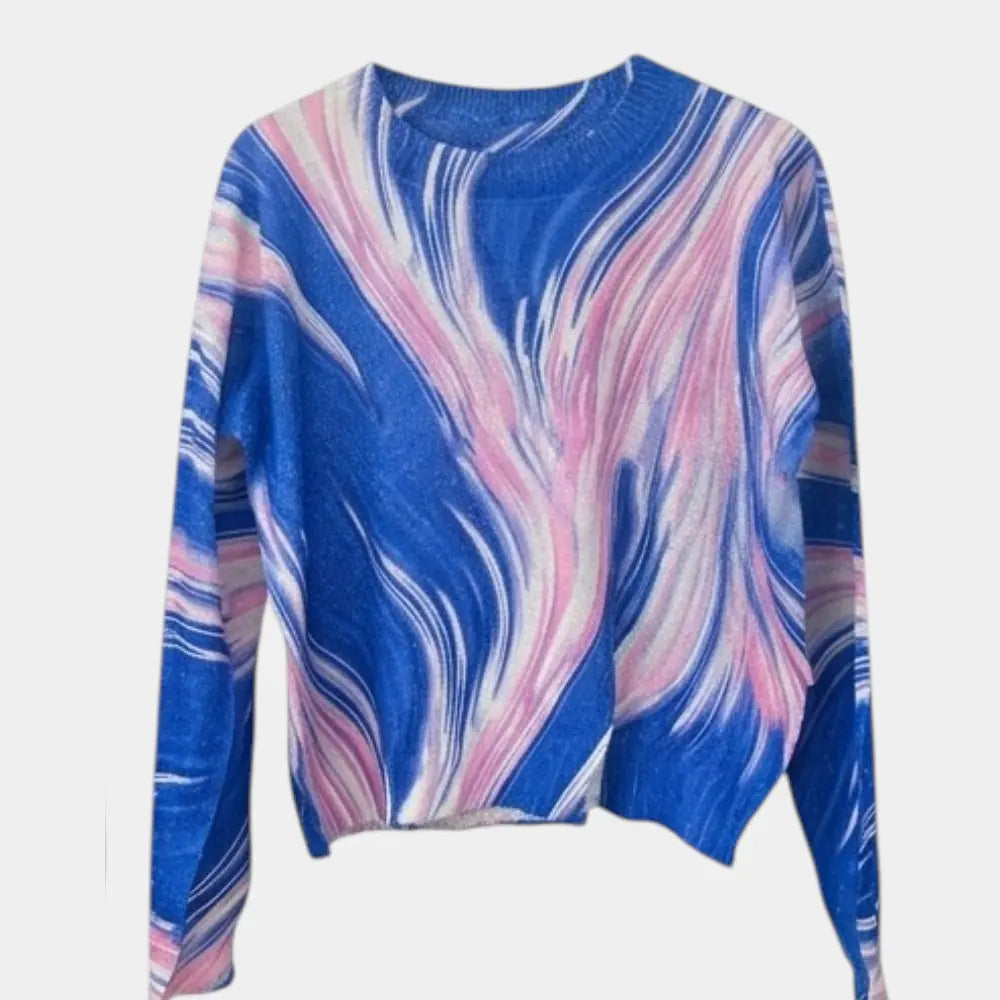 Marble Print Cut-Out Pullover T-Shirt | S–L